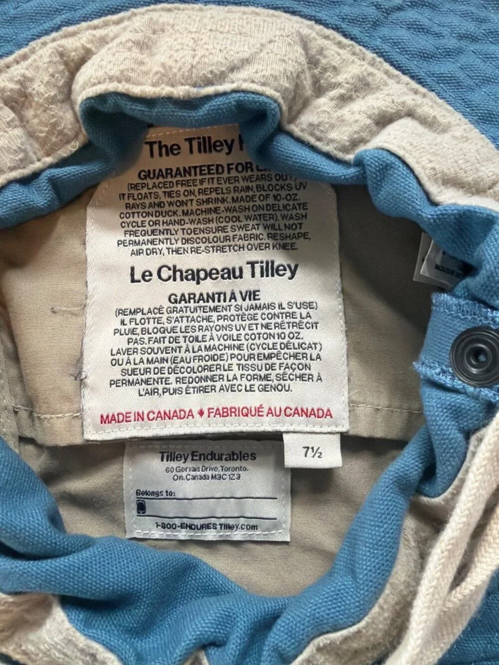 NWT Tilley T3 Wanderer Bucket Hat Blue Large 7.5cm  MSRP$99.00